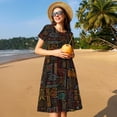 thumbnail image 4 of Lsque Polynesian Turtles Print Women's Casual Dress T-Shirt Summer Short Sleeve Scoop Neck Swing Dresses, 4 of 6