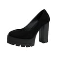 thumbnail image 2 of Vibrex Women's Classic Round Toe Pumps High Block Heel Comfortable Casual Thick Waterproof Thick High Heel Black Shoes Chunky Block Heels for Women, 2 of 5