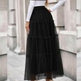 thumbnail image 3 of FAHXNVB Women's Tiered Tulle Skirts Elastic Waist A-Line Lightweight Flowy Ruffled Skirts Party Evening Fashion Casual Skirts, 3 of 5