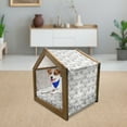 thumbnail image 3 of Cartoon Pet House, Dogs with Droopy Ears Doodle with Heart Shapes, Outdoor & Indoor Portable Dog Kennel with Pillow and Cover, 5 Sizes, Dried Rose Pale Grey, by Ambesonne, 3 of 5