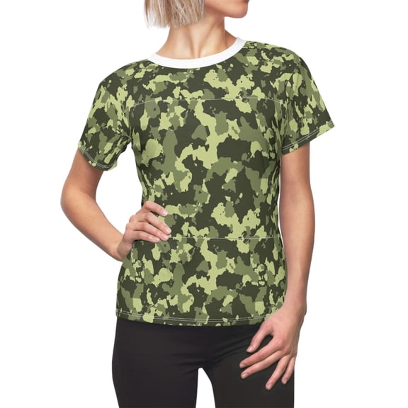 Green/Light Green Camo Abstract Pattern T-shirt for Women - Camo Color Code 0052