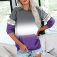 thumbnail image 3 of BLCHUNen Chandails en Molleton pour Femmes Mode Dégradé Couleur Manches Longues Col Rond Chandail Décontracté Extérieur Blouses Automne, 3 of 6