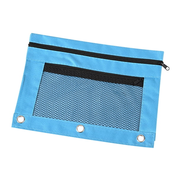 Estuche para lápices con 3 anillas y cremallera, estuche para lápices, carpeta, neceser, 5 unidades