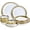 Gold 4, variant on 12 count Porcelain Dinnerware with Rim,Stoneware Plates and Bowls Sets Service for 4, Ceramic Dish Set, Highly Chip and Crack Resistant Modern Plate Set, Deep-well plate series
