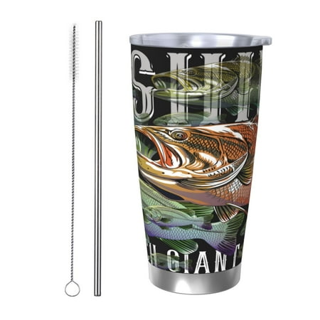 

Lukts bass water fishing for 20OZ Car Cup Stainless Steel Direct Drinking Straw Thermos Cup Suitable for Office Travel and Car-Straw Two-piece Set