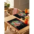 thumbnail image 4 of Merry Christmas Red Truck Placemats Set of 2 Vintage Green Plaid Gift Snowflake Black Heat Insulation Washable Place Mats, Rustic Non-Slip Table Mats for Dining Table Party Kitchen Decor,13x19 Inch, 4 of 4