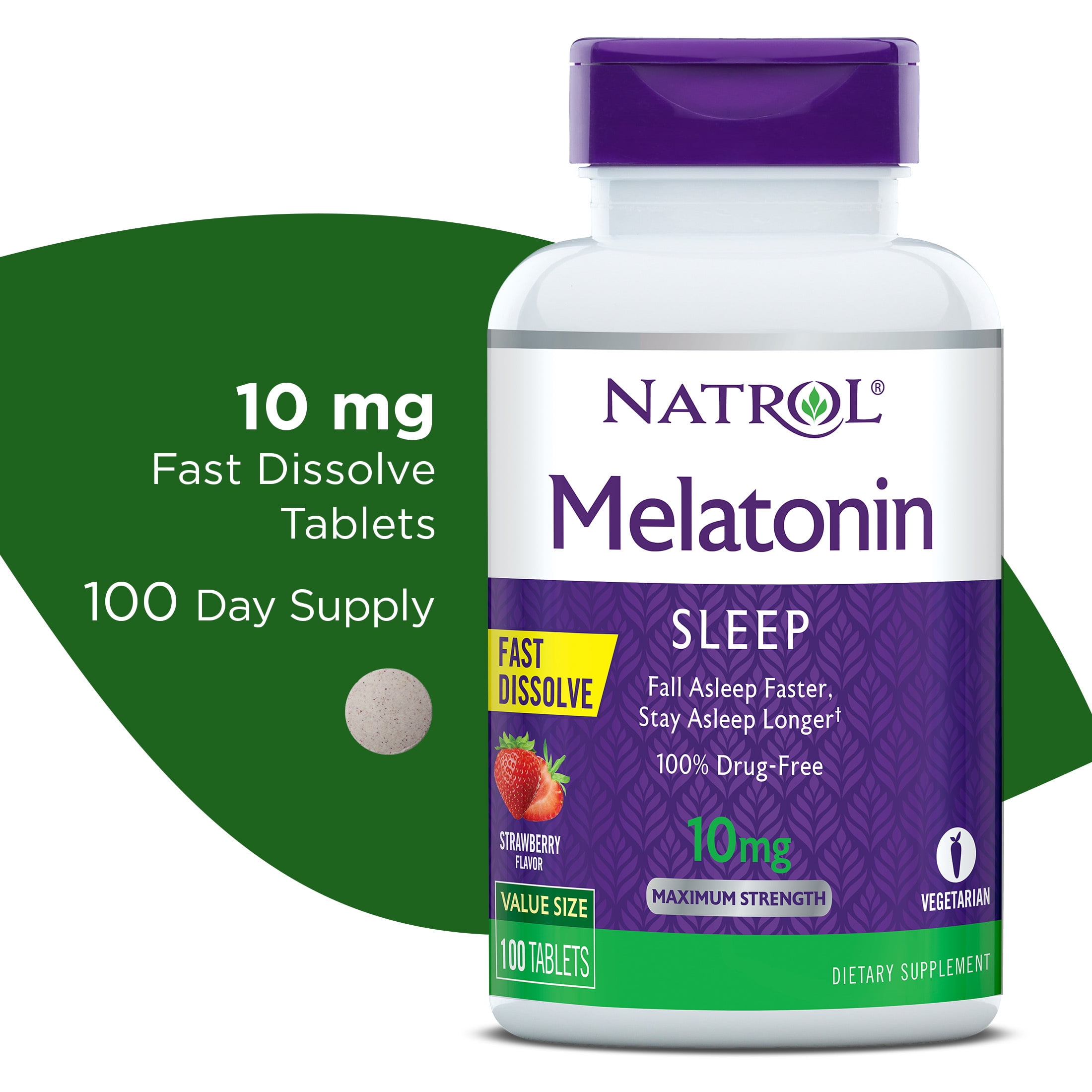 Natrol® Melatonin Fast Dissolve Sleep Aid Tablets, Strawberry, 10mg, 100 Count