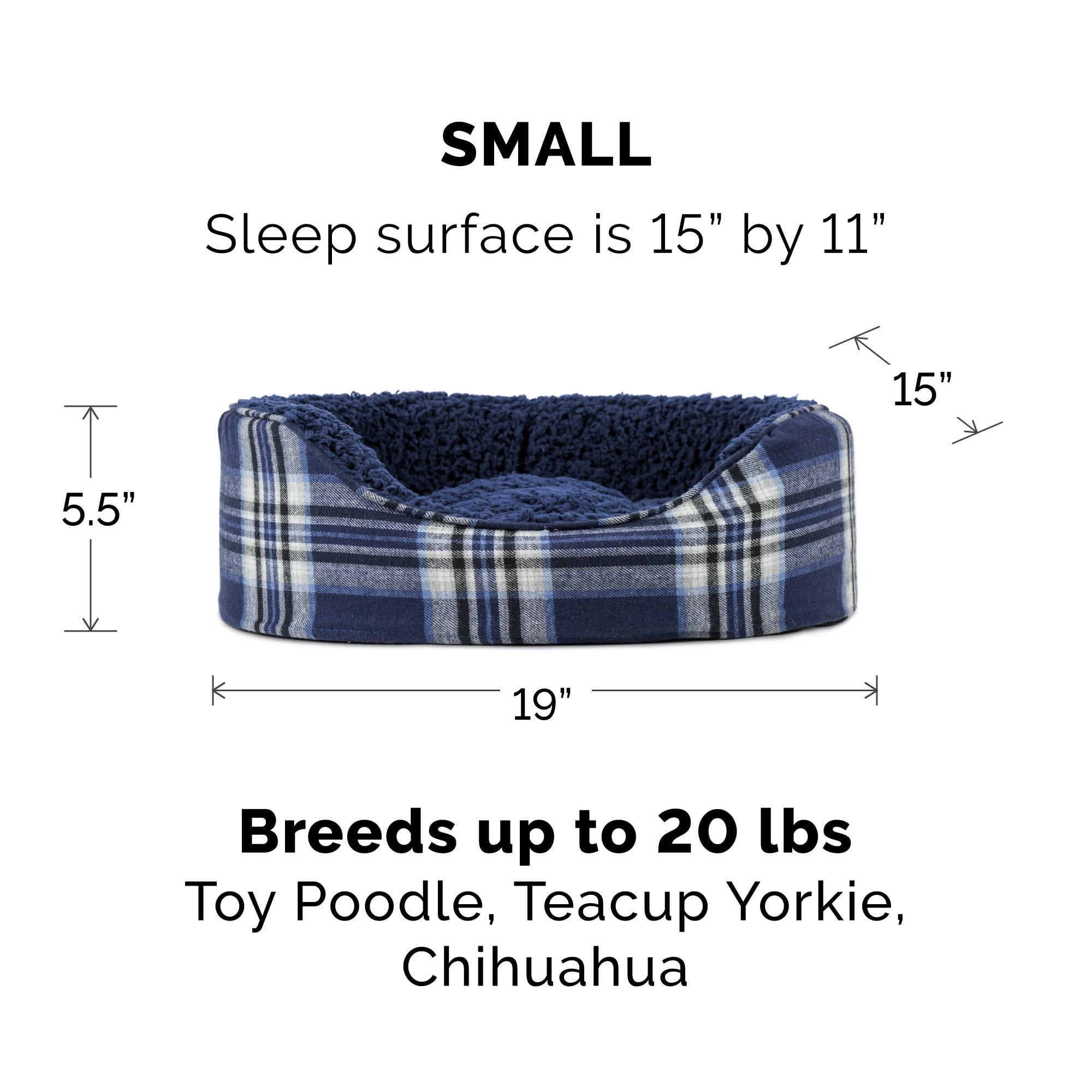 FurHaven Pet Dog Bed Oval Terry Fleece and Plaid Pet Bed for Dogs  Cats 