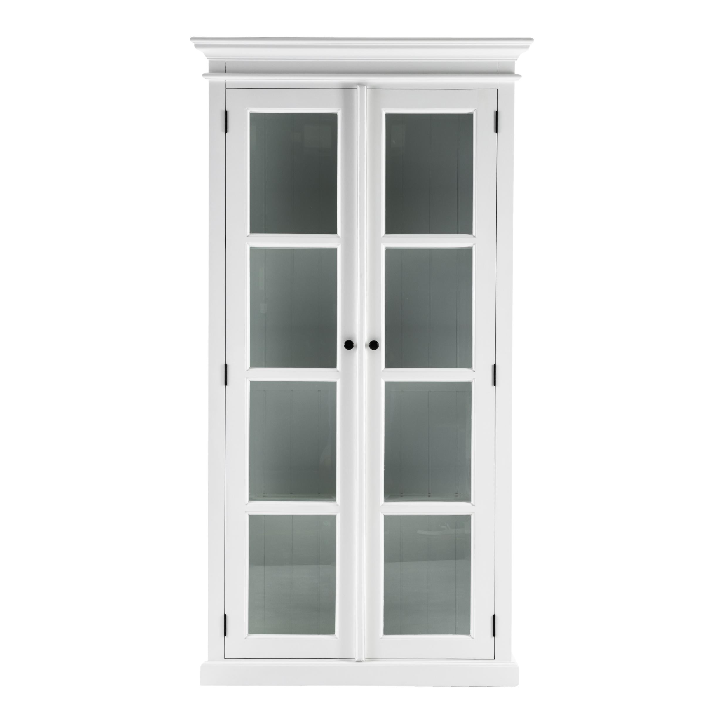 Classic White and Glass Double Door Storage