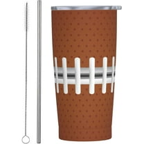 Football Ball Texture Tumbler, American Football 20oz Stainless Steel Insulated Travel Tumbler,Travel Coffee Mug with Lid and Straw Cups Gifts for Women Men