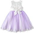 thumbnail image 2 of Cyndeelee Girls 4-16 Sleeveless Embroidered Floral Pearl Accent Party Dress Wedding Flower Girl Dress, Lavender, 4, 2 of 4