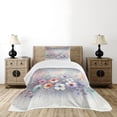 thumbnail image 4 of Ambesonne Floral Quilted Bedspread Set 2 Pcs, Winter Fantasy Flowers Art, Twin Size, Pale Grey Seafoam Lilac, 4 of 4