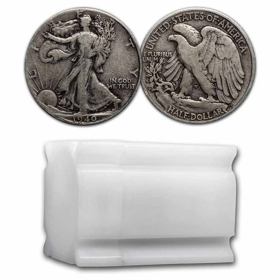 1940 Walking Liberty Halves 20-Coin Roll Avg Circ