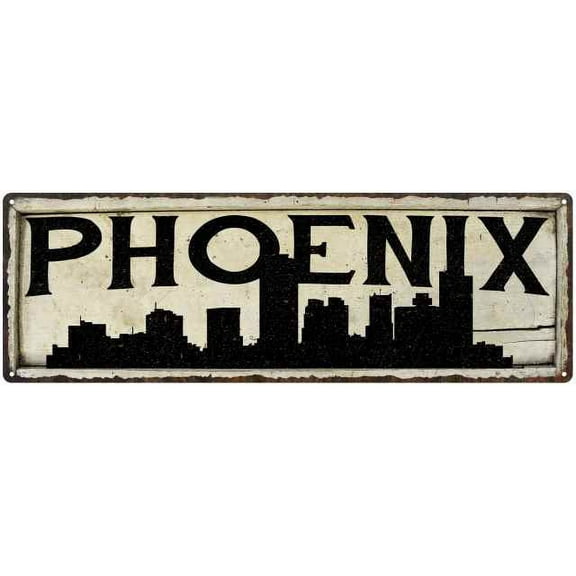 Phoenix City Sky Line Silouette Chic Wall Décor 6x18 Metal Sign 206180028031
