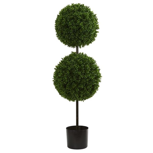 Nearly Natural 5494 3,5 Pi. Arbre Topiaire Artificiel à Double Boule en Bois de Buis Résistant aux UV