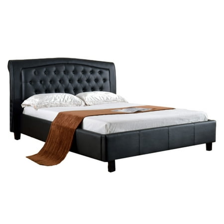 Padded Upholstered California King Size Platform Bed Black Padded Upholstered California King Size Platform Bed Black