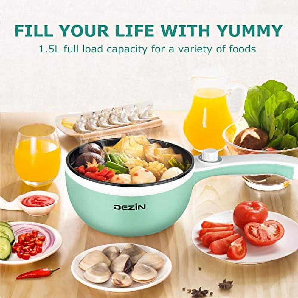 Dezin Electric Hot Pot Upgraded Non Stick Saute Pan Rapid Noodles Cooker 1.5L Mini Pot for Steak Egg Fried Rice Ramen Oatmeal Soup with Temperature Control Seafoam Green Walmart