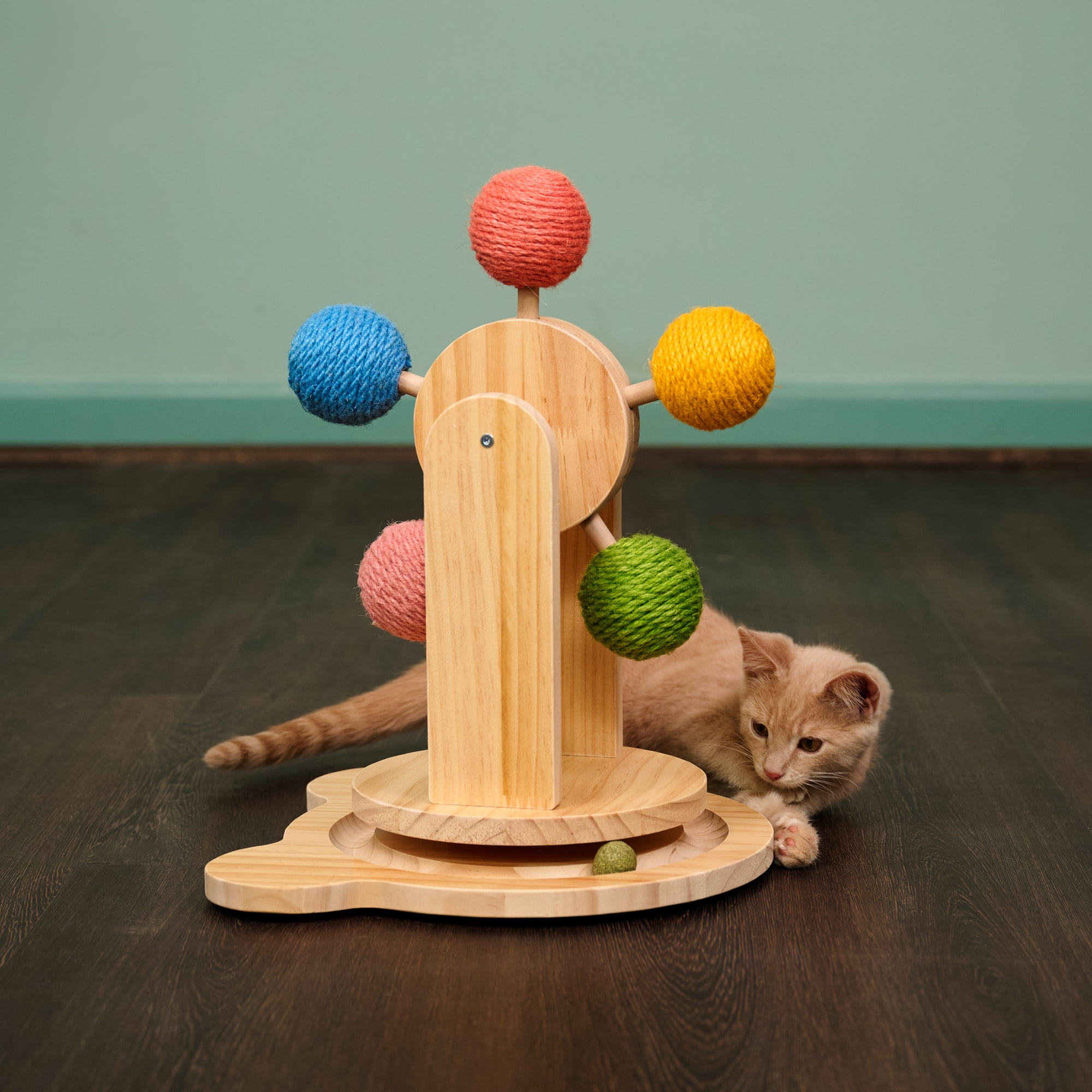 The Complete Interactive Play Center: Pinewood Ferris Wheel Cat Toy