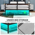 thumbnail image 7 of LFGUIZO Twin Size Gaming Black Metal Bed Frame TV Mount & Charge Station in Wood Headboard, LED Lights,with Vented Storage Shelf No Box Spring Needed, 7 of 7