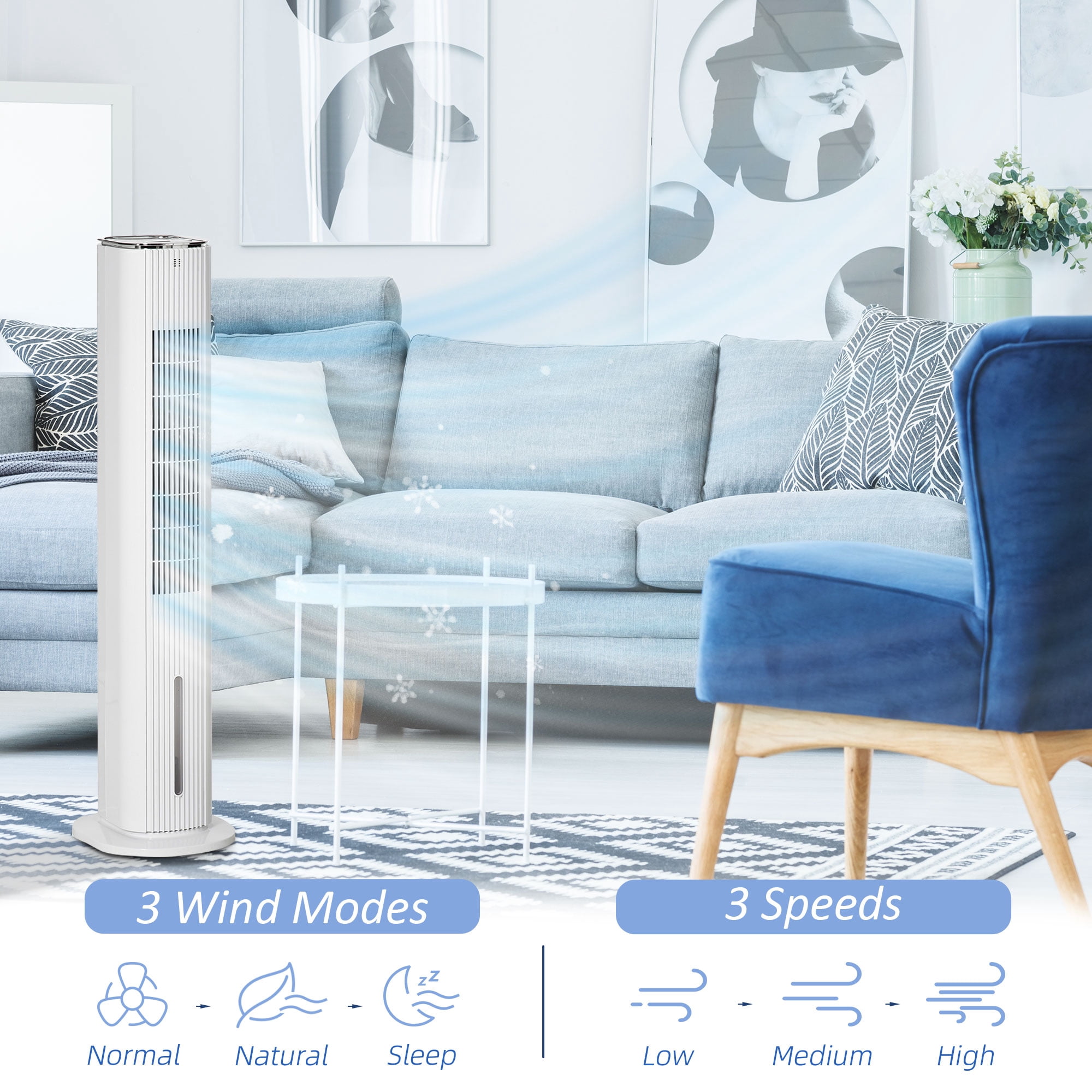 HomCom 42 in 3-Speed Remote Control Evaporative Air Cooler