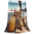 thumbnail image 2 of Rateoe Relaxing Cat With Orange Juice Print Fuzzy Fleece Throw Blanket Extra Large,Super Soft,Fluffy and Warm Blankets for Couch,Bed,All Season Use (60"x50"), 2 of 8