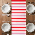 thumbnail image 6 of Red Pink Striped Table Runner - 120 Inch Long, Kitchen Dining Table Runner Dresser Scarves, Farmhouse Stripes Simple Art Farmhouse Decor for Coffee Tables Wedding Party Banquet, 6 of 8