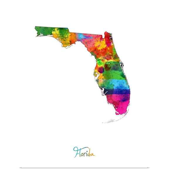 Great BIG Canvas | Rolled Michael Tompsett Poster Print entitled Florida Map