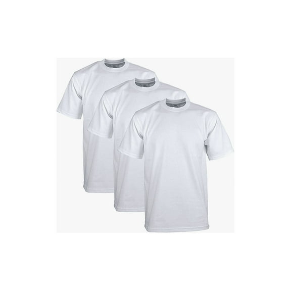 Pro Club Men's 3-Pack Heavyweight Cotton Short Sleeve Crew Neck T-Shirt (Size M White)