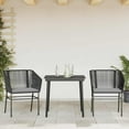 thumbnail image 3 of vidaXL 3 Piece Patio Dining Set with Cushions Black Poly Rattan Glass, 3 of 10