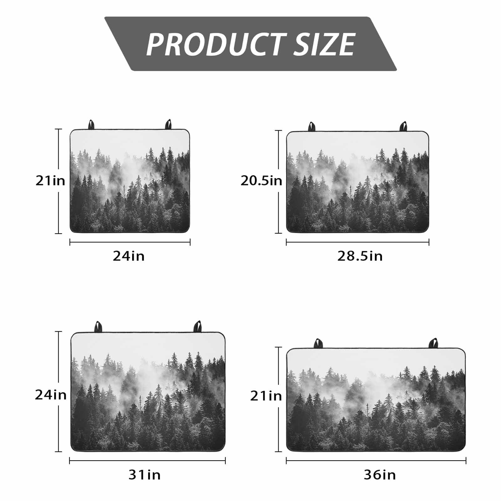 Black Forest Stove Top Cover for Electric Stove,Heat-proof & Non Slip Glass Top Stove Cover Protector,Black and White Natural Landscape Modern Abstract Art Kitchen Cooktop Rubber Mat 24x21 Inches