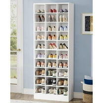 Tribesigns 10-Tier Shoe Storage Cabinet White Wooden Shoe Rack with 30 Cubbies