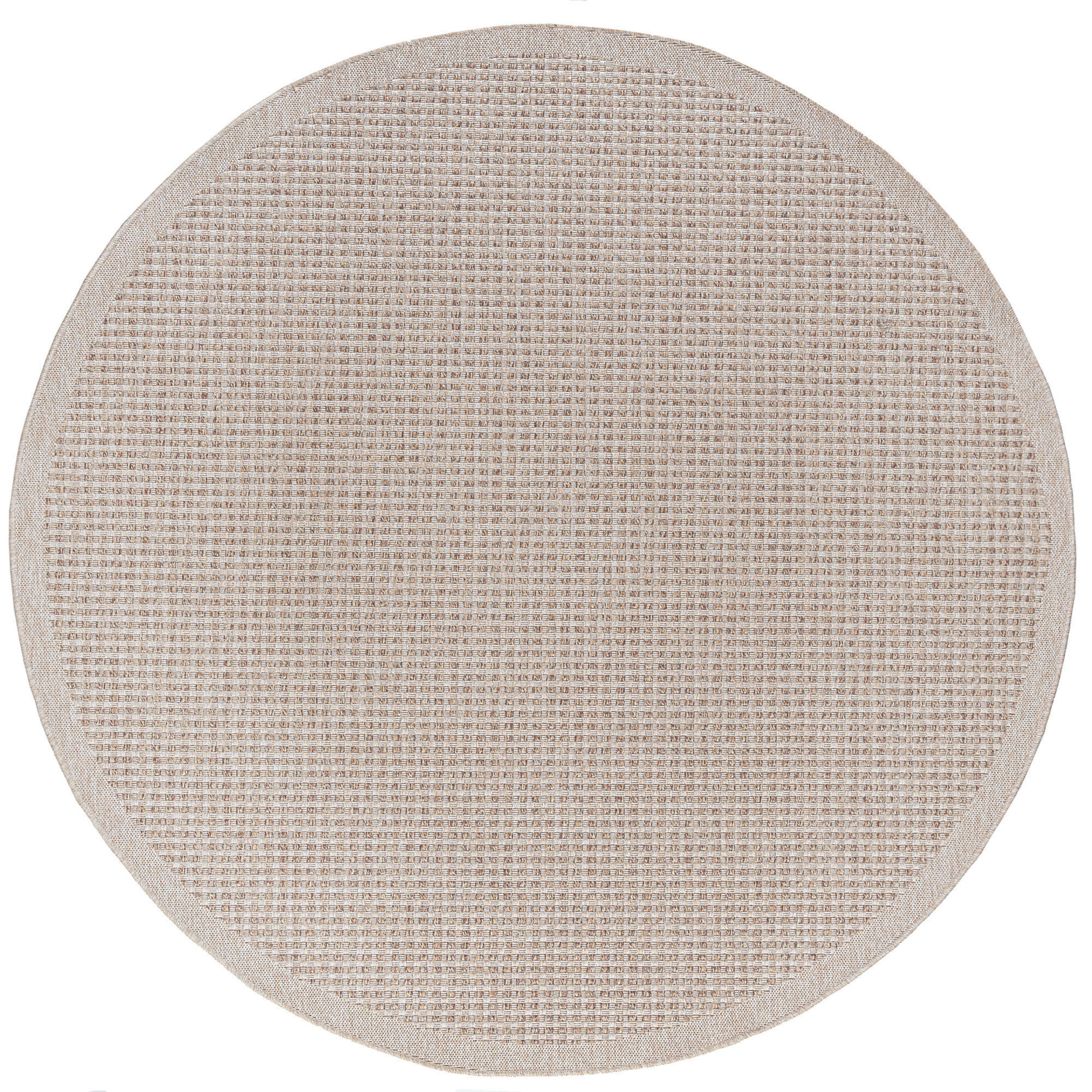 6ft Round Water Resistant, Indoor Outdoor Rugs for Patios, Front Door Entry, Entryway, Deck, Porch, Balcony | Outside Area Rug for Patio | Cream, Basketweave | Size: 5'3'' Round