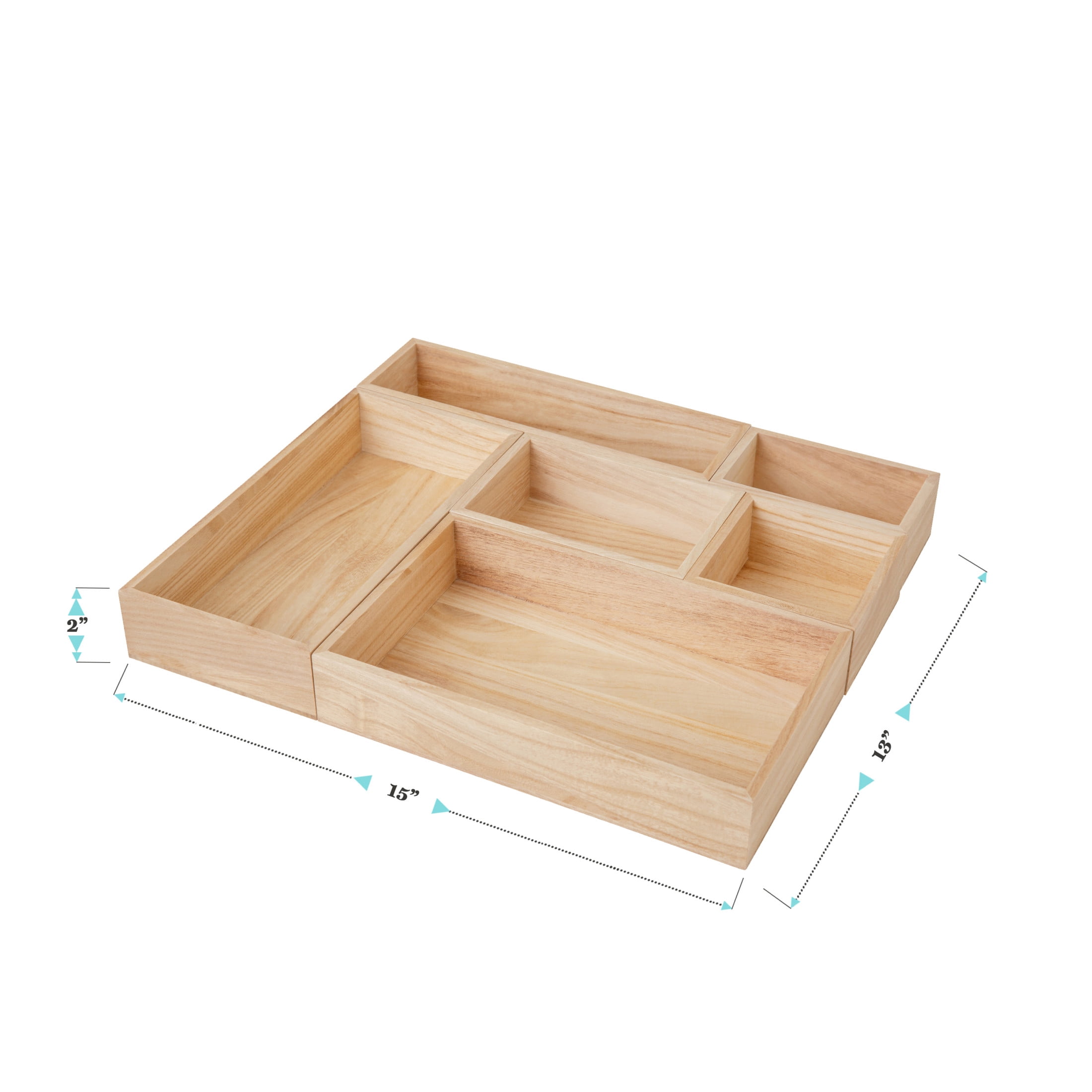 Martha Stewart Enzo 6 Piece Wooden Desk Drawer Organizer Set in Light Natural