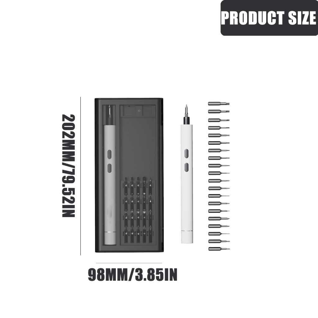 Portable Cordless Electric Screwdriver With Built-In Light and 20 Bits for Tasks