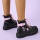 thumbnail image 4 of NECHOLOGY Botas Mujer Adulto Femenino Zapatos Botines de mujer Botas Pink Love para niña, botas de estilo inglés con parte inferior gruesa para mujer, botines de cuero (Black, 8), 4 of 7
