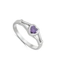 thumbnail image 4 of CHOOSE YOUR COLOR Simulated Amethyst Heart Promise Ring .925 Sterling Silver Band Purple CZ Female Size 1, 4 of 4