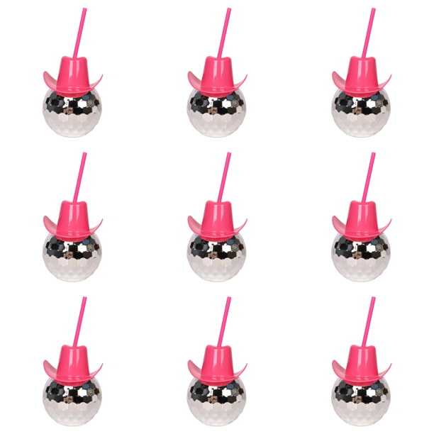 Copa en forma de bola 600ml Sombrero de vaquero Copas de bola para cerveza Jugo Whisky ( ) Rosa 1PCS