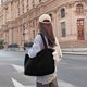 thumbnail image 1 of Bolsa Bolso de hombro de pana retro para mujer, bolsos grandes de Color sólido para mujer (negro) JShteea Para Estrenar, 1 of 9