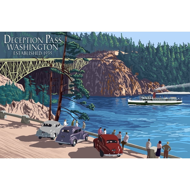 Whidbey Island Sunset Vinyl Die-Cut Sticker - Deception Pass With Eagle & Orcas, Waterproof Decal For Cars, Laptops, Water Bottles