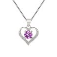 thumbnail image 2 of Openpig Blue Heart Necklace, Cubic Zirconia, Sterling Silver plated Pendant Necklace for Women, 2 of 2