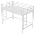 thumbnail image 6 of URTR Twin Size Metal Loft Bed Frame, Heavy-Duty Bunk Bed with Removable Ladder & Full-Length Guardrail for Safety, White, 6 of 7