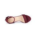 thumbnail image 4 of BLISSFUL STEP Woman's Sandals Block Heels Ankle Strap Open Toe Sandals Burgundy 9, 4 of 6