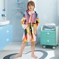thumbnail image 5 of FORMRS Niños Bathrobe Unisex Hooded Robe Soft Plush Pajamas Sleepwear, Size 10-12T, Purple Triangles, 5 of 7