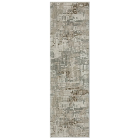 Oriental Weavers Mallory MAL03 - Machine Woven Indoor Area Rug - 2'3" x 7'6" - in Beige/ Blue - Contemporary Style,Hallway, Entryway, Kitchen, Bathroom Rug