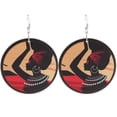 thumbnail image 1 of 2xFashion Circle Wooden Earrings Dangle Drop Black edge Salvador Pendientes de madera redondos, 1 of 10
