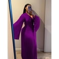 thumbnail image 3 of AURA Women Plus Size V Neck Bodycon Long Dress Elegant Long Sleeve Solid Color Dress, 3 of 5