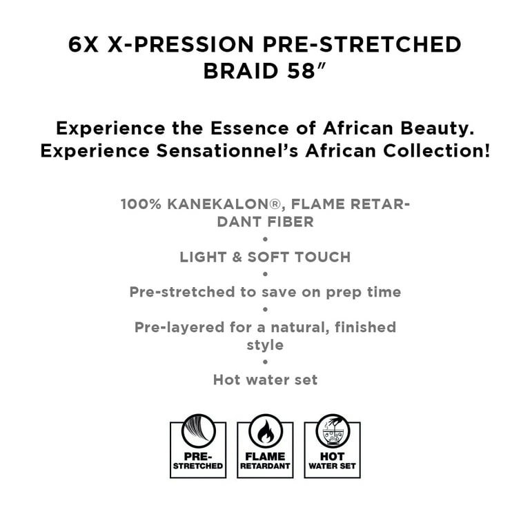  Sensationnel African Collection 3X X-Pression Pre-Stretched  Braid 28 (Kids) (1-pack, 4) : Beauty & Personal Care