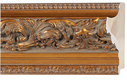 1 5/16 Rabbet Depth 18ft Bundle Wood 4 Width Picture Frame Moulding Ornate Gold Finish