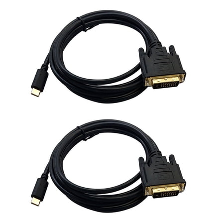 2X USB TYPE C to DVI Cable USB Type C to DVI 24 1 Adapter 4K 30Hz (6FT/1.8M) 3 for 2017/2016 Pro,2 x USB C to DVI Cable,black