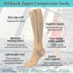 thumbnail image 3 of 2 Pairs Zipper Compression Socks for Women Men Medical 15-20 mmHg, Closed Toe Flight Socks Graduated Support Socks L/XL, 3 of 5